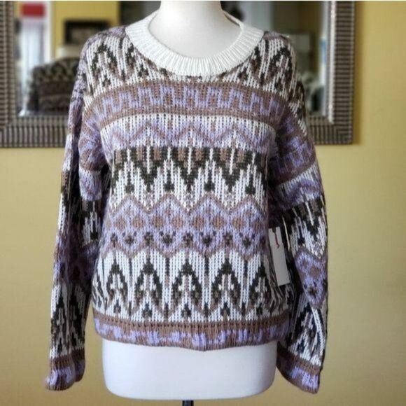 Anthropologie Fabiana Fair Isle Inspired Long Sleeve Sweater Warm Winter Medium - Picture 4 of 11